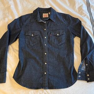 Levi's Indigo Blue Denim Western Shirt xs